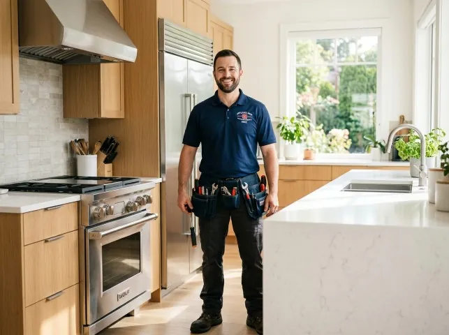 Appliance Repair Hero technician in a Beverly Hills, FL kitchen after an appliance repair
